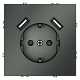 Электрическая розетка с зарядкой USB A+A, 3.2А S70, USB type-A 5V, цвет - титан
