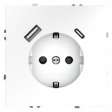 Электрическая розетка с зарядкой USB A+C, 3.2А S70, USB type-C 5V, USB type-A 5V, цвет - белый матовый