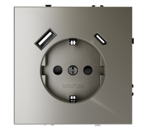 Электрическая розетка с зарядкой USB A+C, 3.2А S70, USB type-C 5V, USB type-A 5V, цвет - шелк