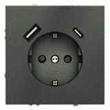 Электрическая розетка с зарядкой USB A+C, 3.2А S70, USB type-C 5V, USB type-A 5V, цвет - титан
