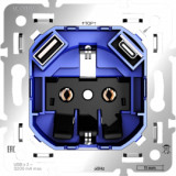 Механизм электрической розетки с зарядкой USB A+C, 3.2А S70, S70 Metal, USB type-C 5V, USB type-A 5V