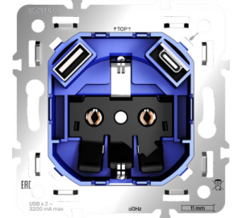Механизм электрической розетки с зарядкой USB A+C, 3.2А S70, S70 Metal, USB type-C 5V, USB type-A 5V