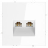 Розетка компьютерная RJ45 Cat.6 (UTP) S70, двойная, цвет - белый глянцевый