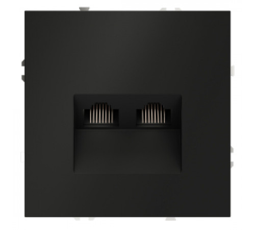Розетка компьютерная RJ45 Cat.6 (UTP) S70, двойная, цвет - черный матовый