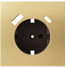 Накладка электрической розетки с USB-зарядкой type A+C S70 Metal, цвет - латунь металл