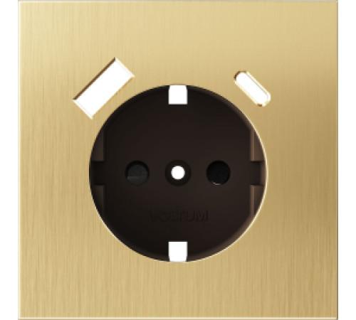 Накладка электрической розетки с USB-зарядкой type A+C S70 Metal, цвет - латунь металл