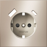 Накладка электрической розетки с USB-зарядкой type A+C S70 Metal, цвет - платина металл