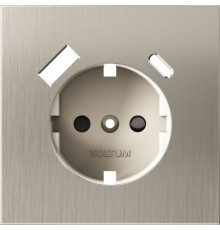 Накладка электрической розетки с USB-зарядкой type A+C S70 Metal, цвет - никель металл