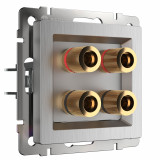 WL09-AUDIOx4 / Акустическая розетка Werkel, cеребряный рифленый