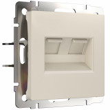 Розетка двойная Ethernet RJ-45 Werkel, айвори матовый