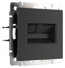 Розетка двойная Ethernet RJ-45 Werkel, черный матовый