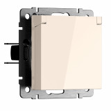 Розетка с заземлением и шторками c крышкой IP44 N Werkel, айвори матовый