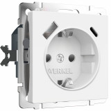 Розетка с заземлением, шторками и USB тип A+C Werkel, белый матовый