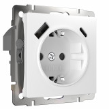 Розетка с заземлением, шторками и USB тип A+C Werkel, белый