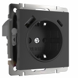 Розетка с заземлением, шторками и USB тип A+C Werkel, черный