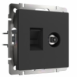 Розетка ТВ+Ethernet RJ-45 6 cat. Werkel, черный матовый